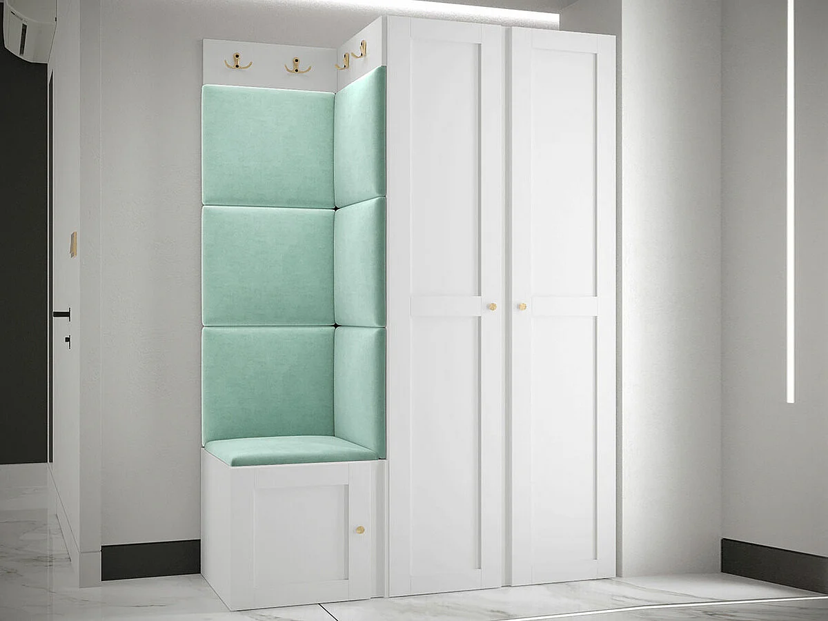 Conjunto pasillo Hartford 379, 186x116x46cm, Turquesa|Blanco