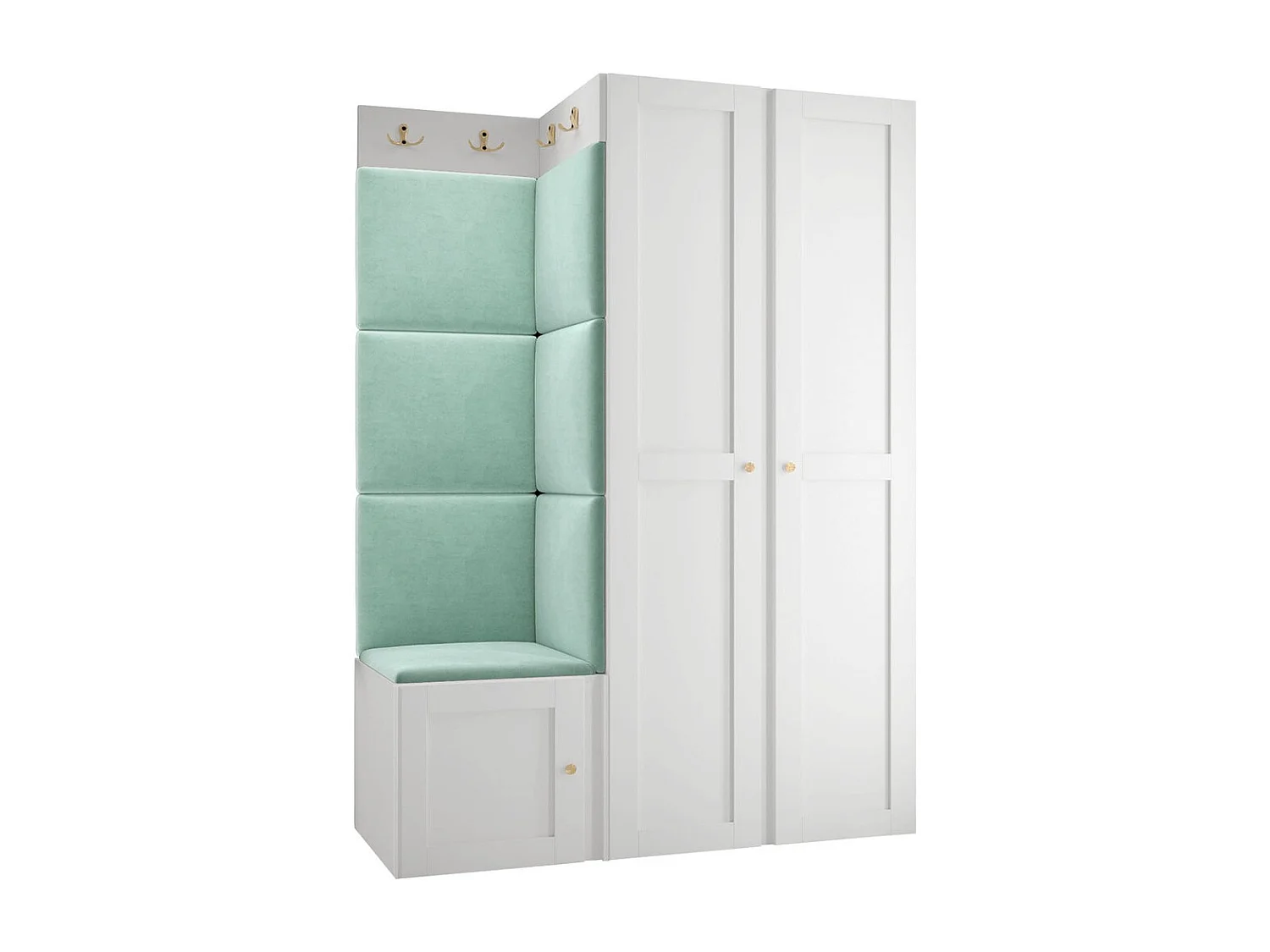 Conjunto pasillo Hartford 379, 186x116x46cm, Turquesa|Blanco