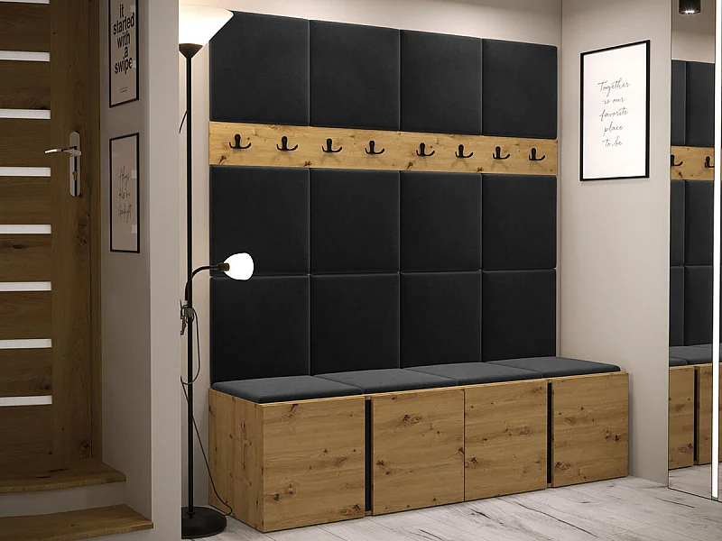 Conjunto pasillo Hartford 268, 186x168x46cm, Roble Artisan, Aglomerado laminado|Tapiz