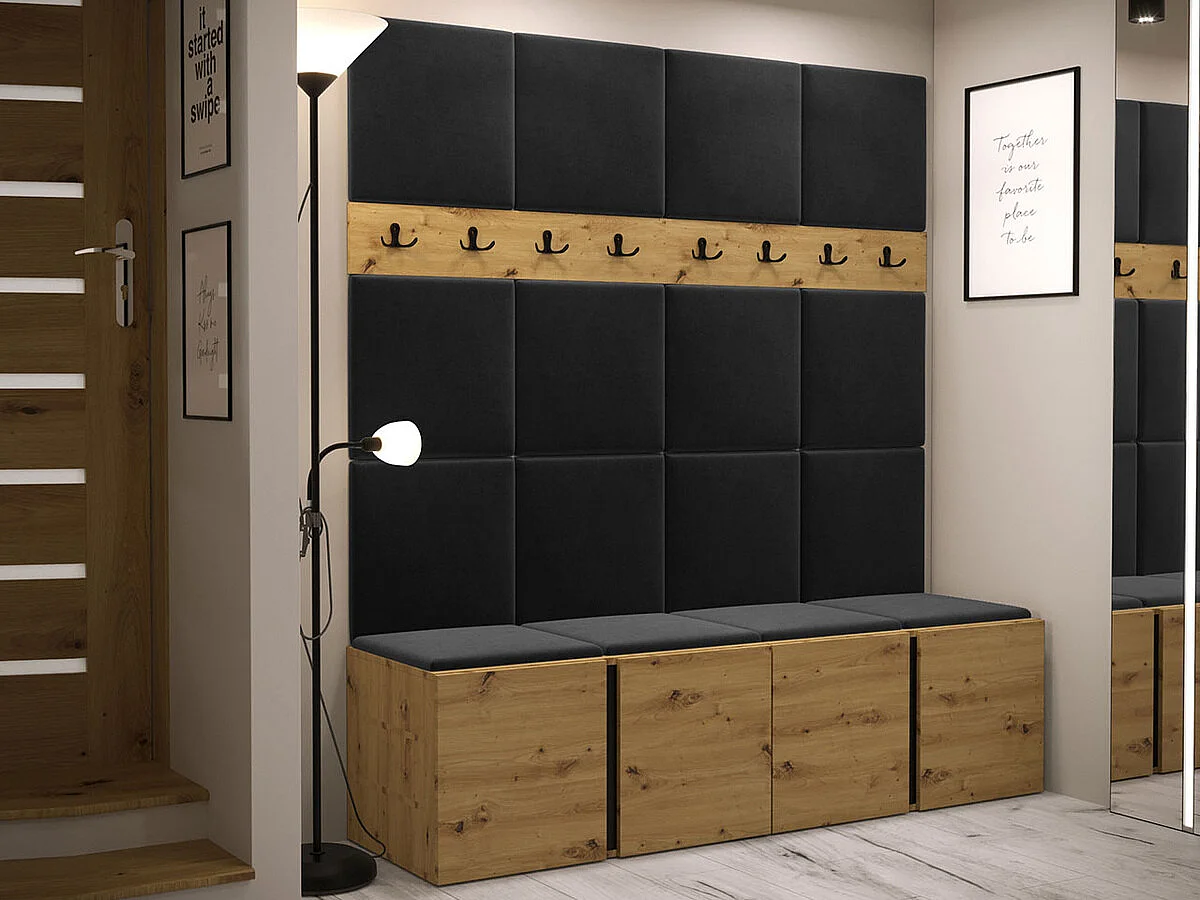 Conjunto pasillo Hartford 268, 186x168x46cm, Roble Artisan, Aglomerado laminado|Tapiz