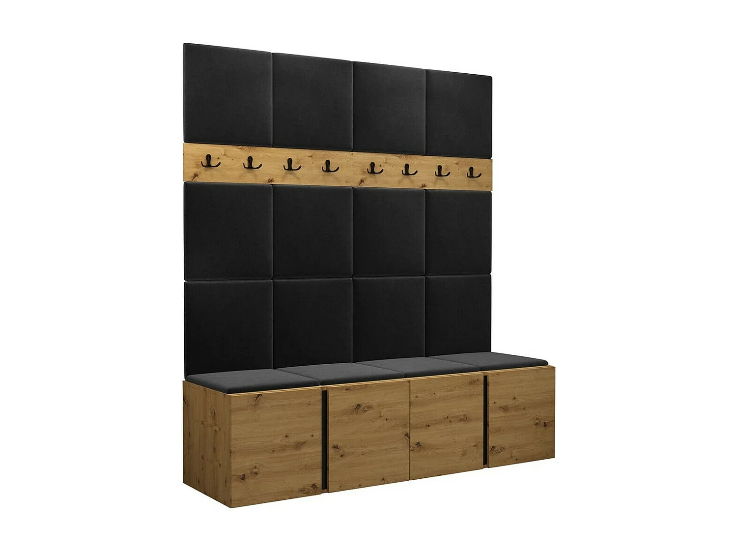 Conjunto pasillo Hartford 268, 186x168x46cm, Roble Artisan, Aglomerado laminado|Tapiz