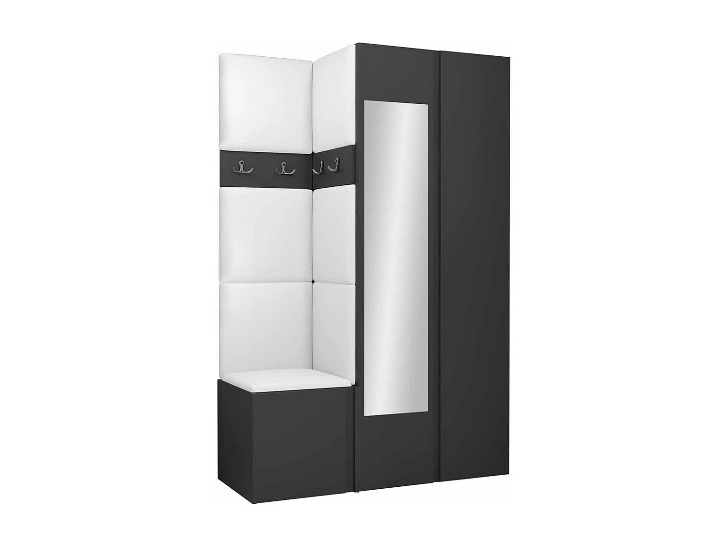 Meuble d'entrée Hartford 350, 186x116x44cm, Disponible, Graphite, Stratifié|Faux cuir