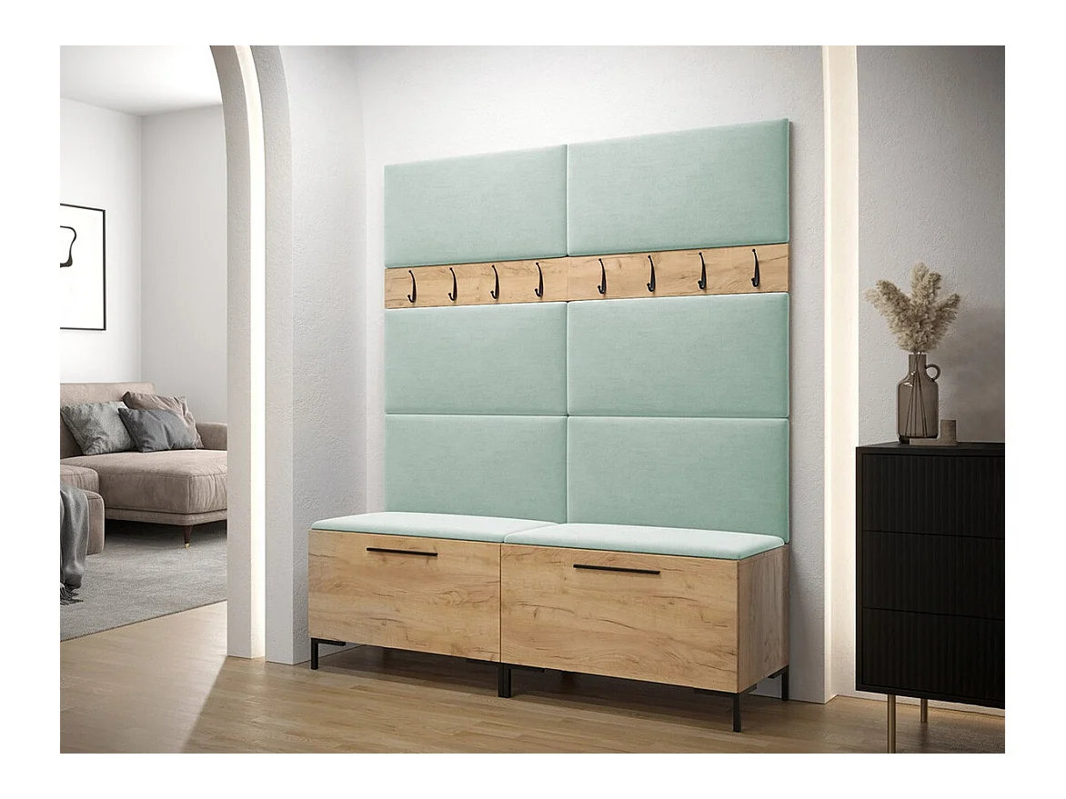 Meuble d'entrée Tivsoa 101, 196x168x46cm, Craft chêne, Tapisserie|Stratifié