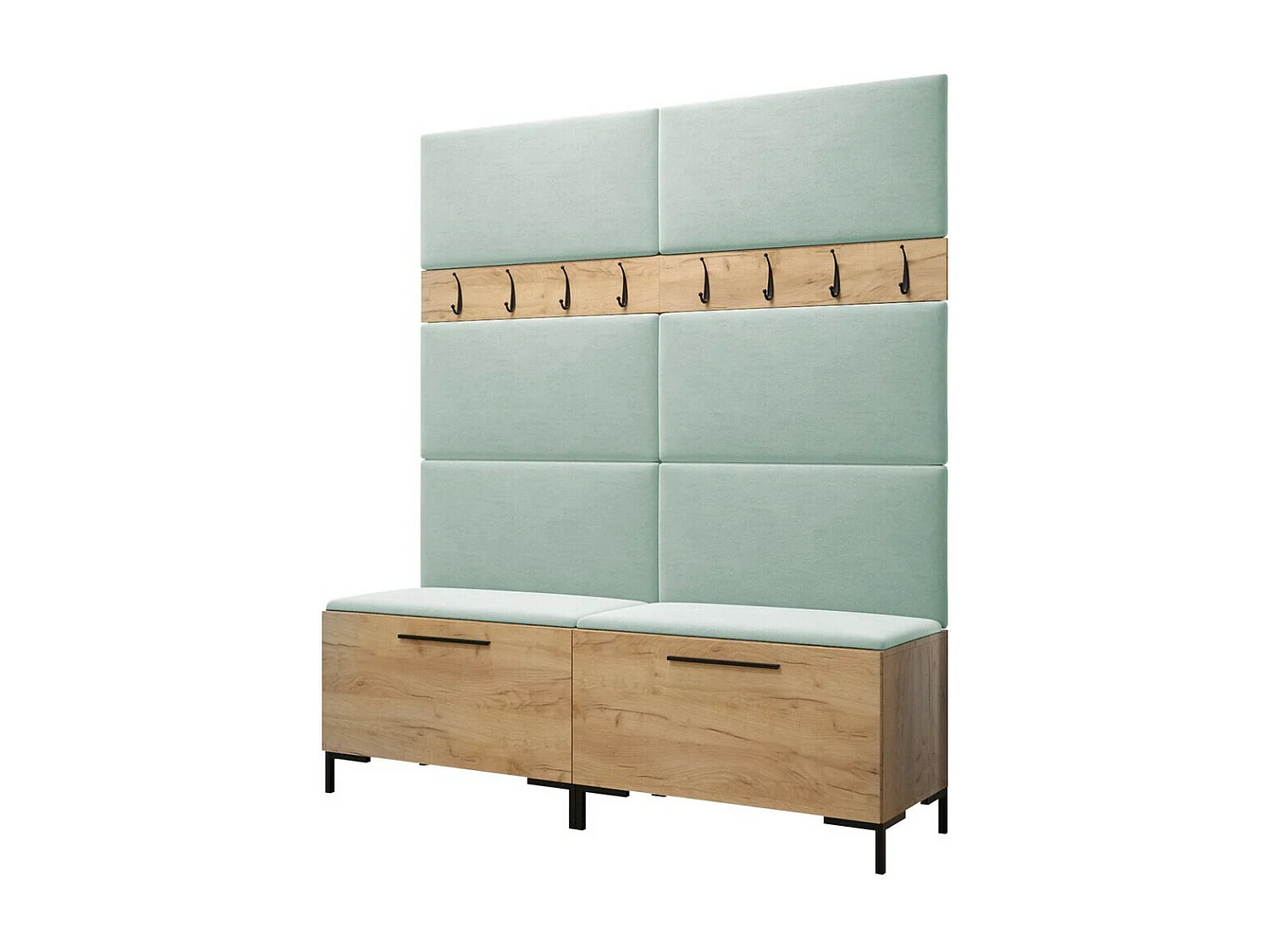 Conjunto pasillo Hartford F101, 196x168x46cm, Craft roble, Tapiz|Aglomerado laminado