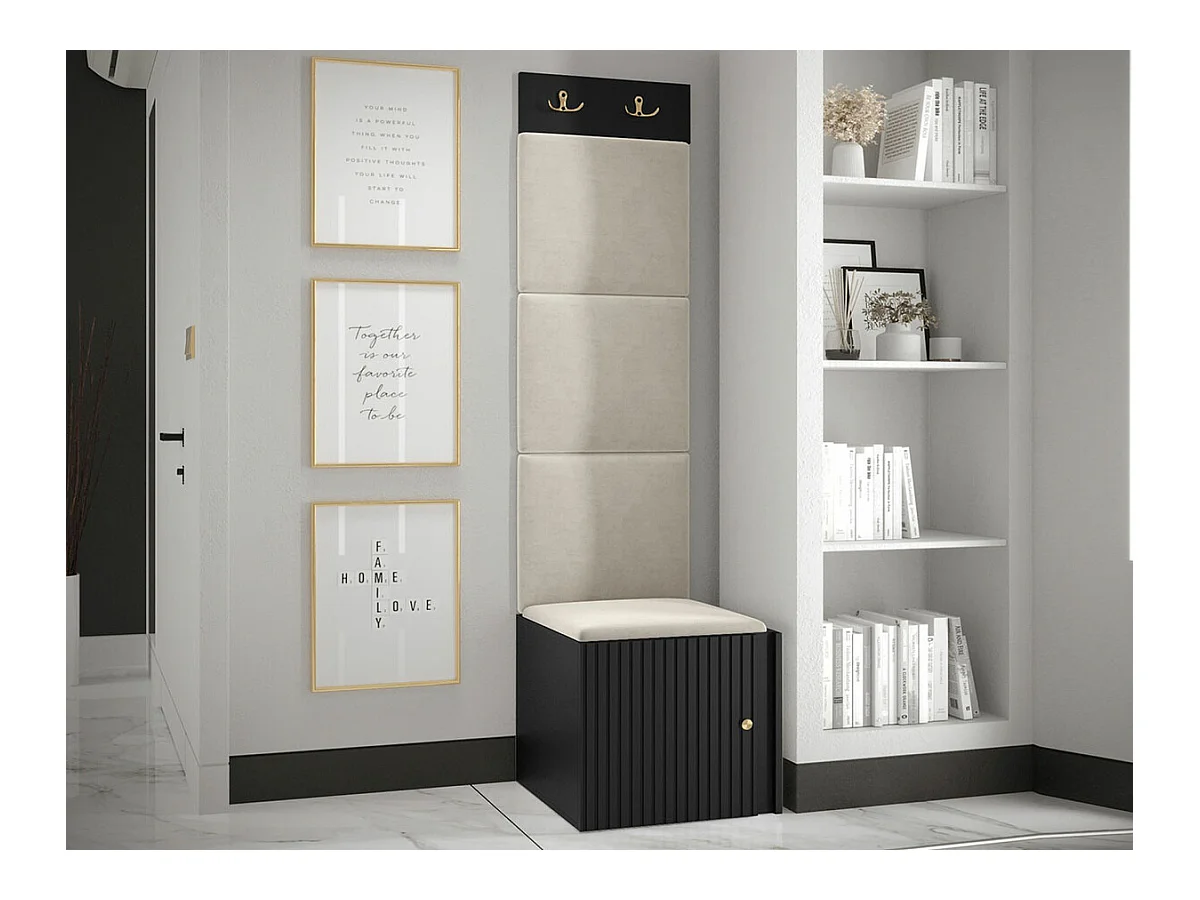 Conjunto pasillo Hartford 386, 186x42x46cm, Negro|De color marrón claro
