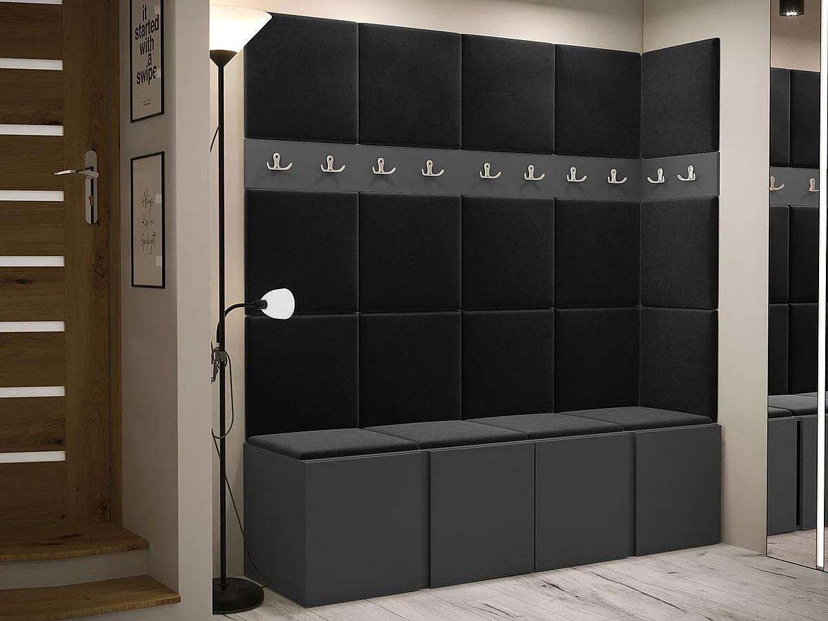 Conjunto pasillo Hartford 265, 186x168x46cm, Grafito, Aglomerado laminado|Tapiz