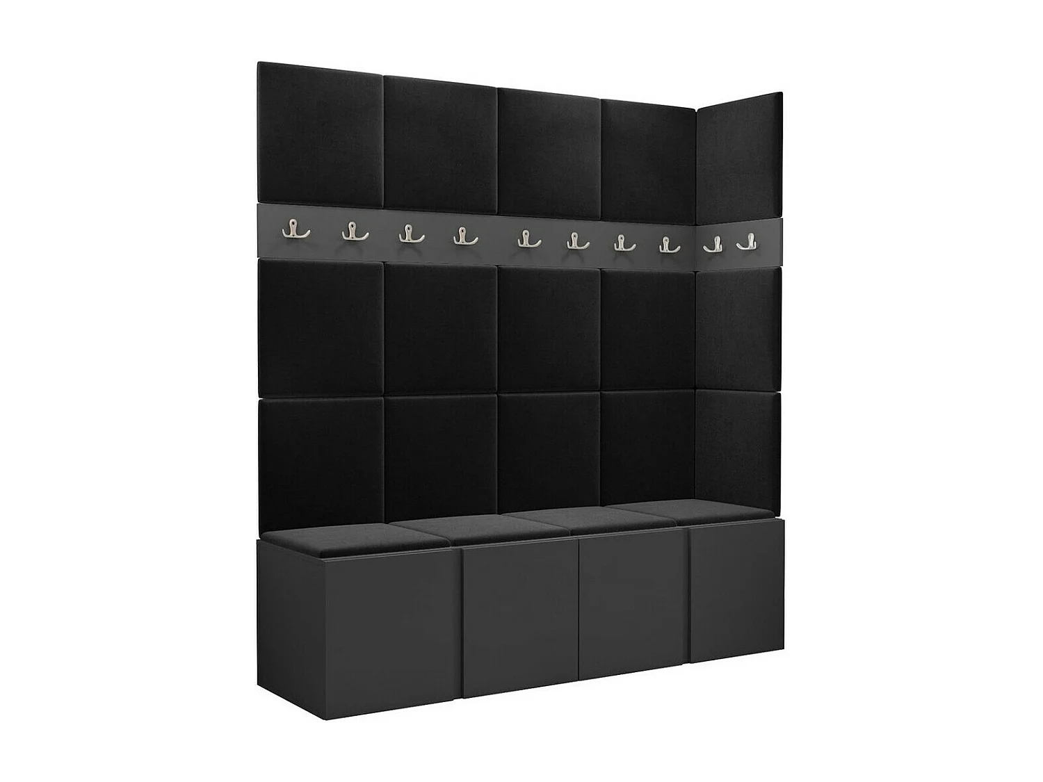 Conjunto pasillo Hartford 265, 186x168x46cm, Grafito, Aglomerado laminado|Tapiz