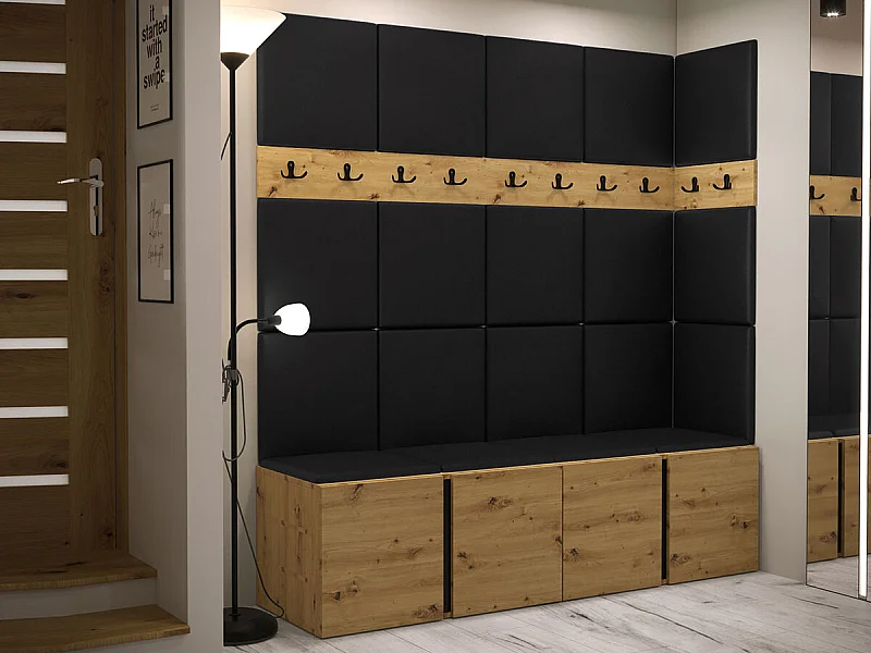 Meuble d'entrée Hartford 265, 186x168x46cm, Chêne Artisan, Faux cuir|Stratifié