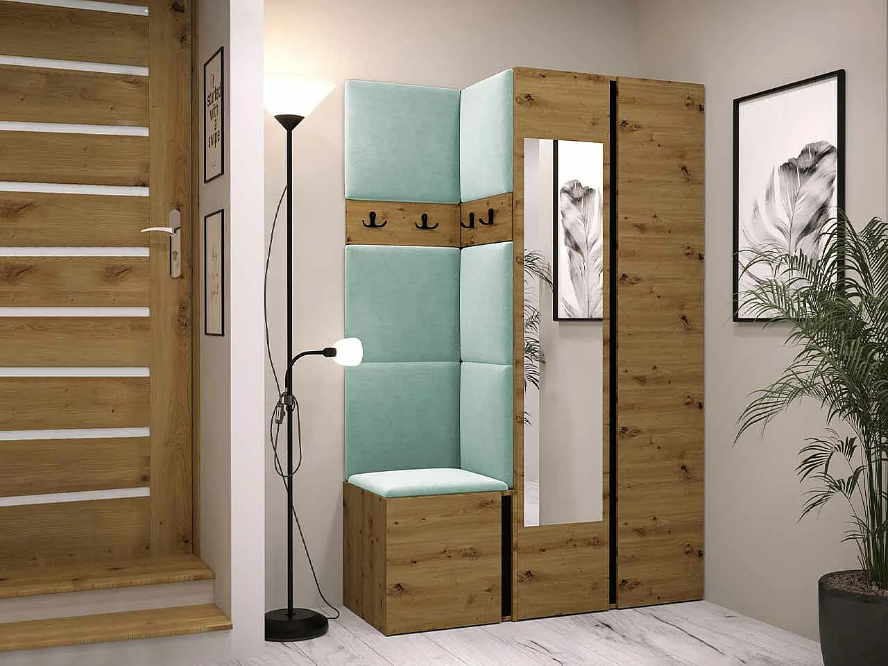 Conjunto para corredor Hartford 350, Espelho, Colocado, 19x12x4cm