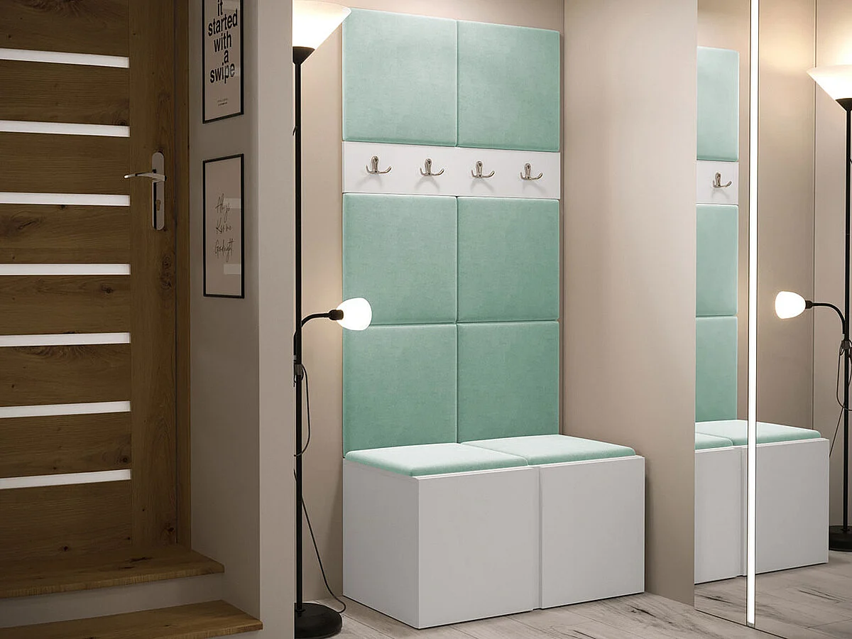 Meuble d'entrée Hartford 267, 186x84x44cm, Blanc, Tapisserie|Stratifié