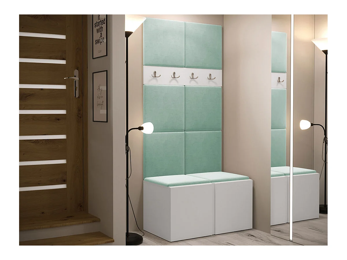 Meuble d'entrée Hartford 267, 186x84x44cm, Blanc, Stratifié|Tapisserie