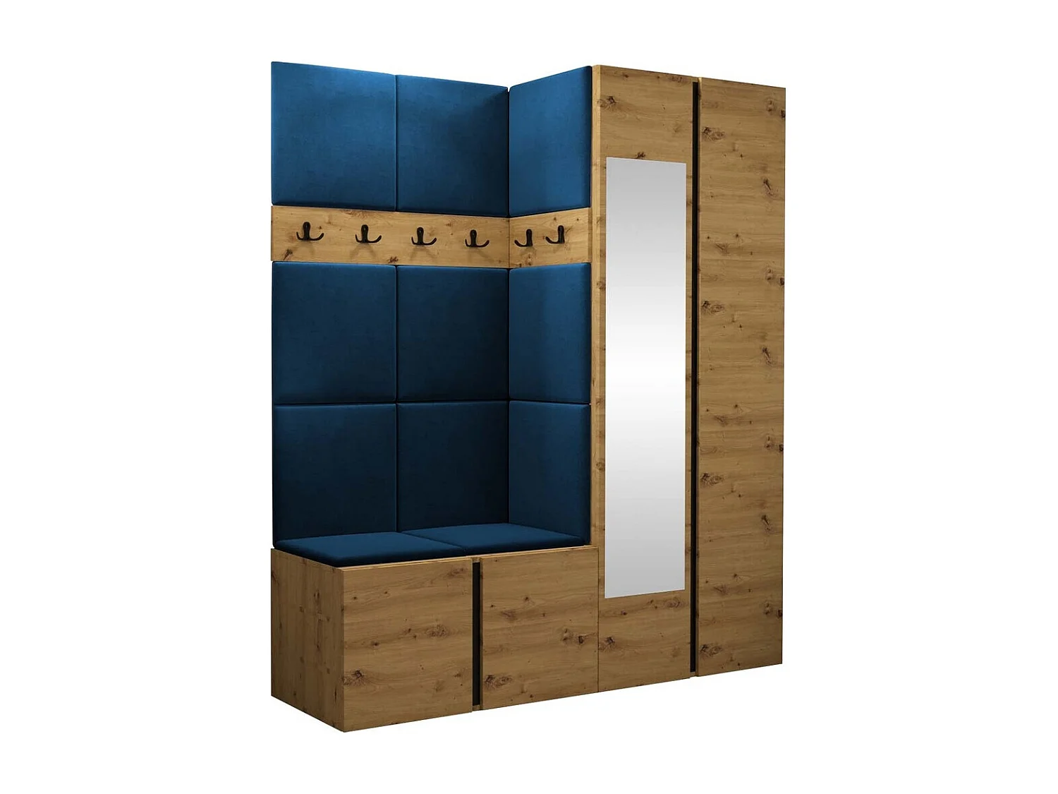 Meuble d'entrée Hartford 278, 186x158x46cm, Disponible, Chêne Artisan, Tissu|Stratifié