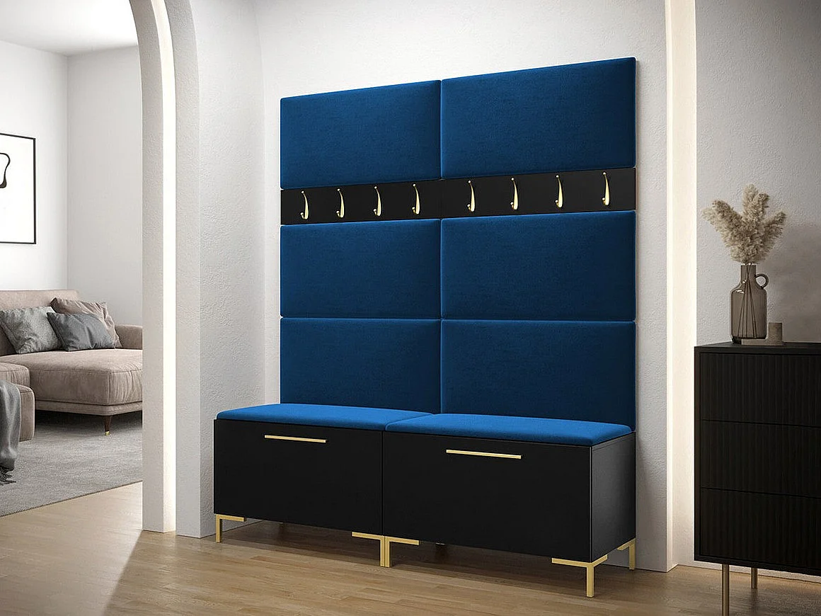 Conjunto pasillo Hartford F101, 196x168x46cm, Negro, Tapiz|Aglomerado laminado