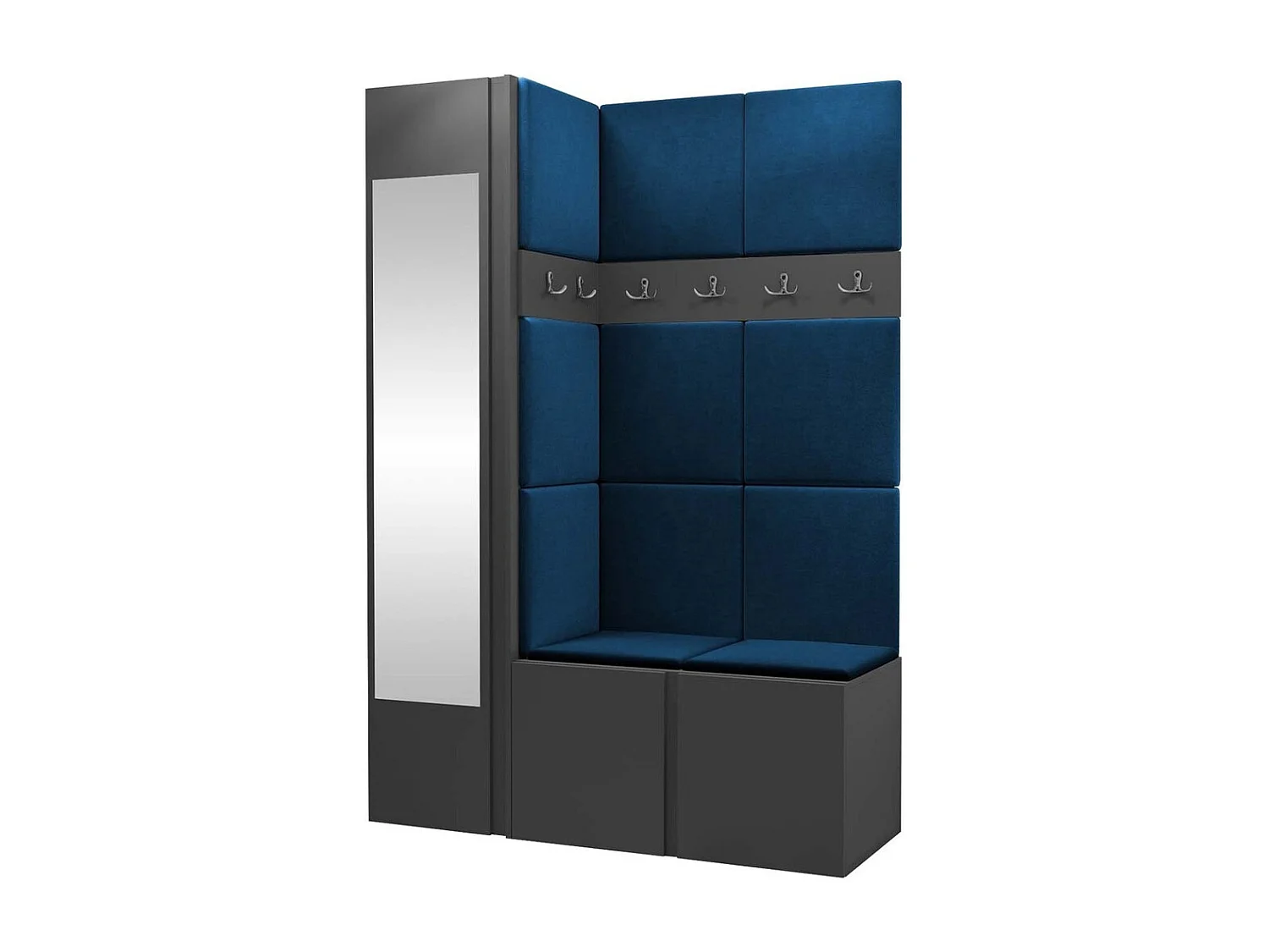 Conjunto pasillo Hartford 277, 186x124x46cm, Espejo, Grafito, Aglomerado laminado|Tapiz