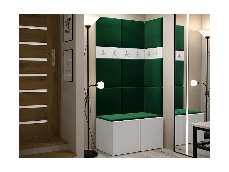 Meuble d'entrée Hartford 264, 186x84x46cm, Blanc, Tapisserie|Stratifié