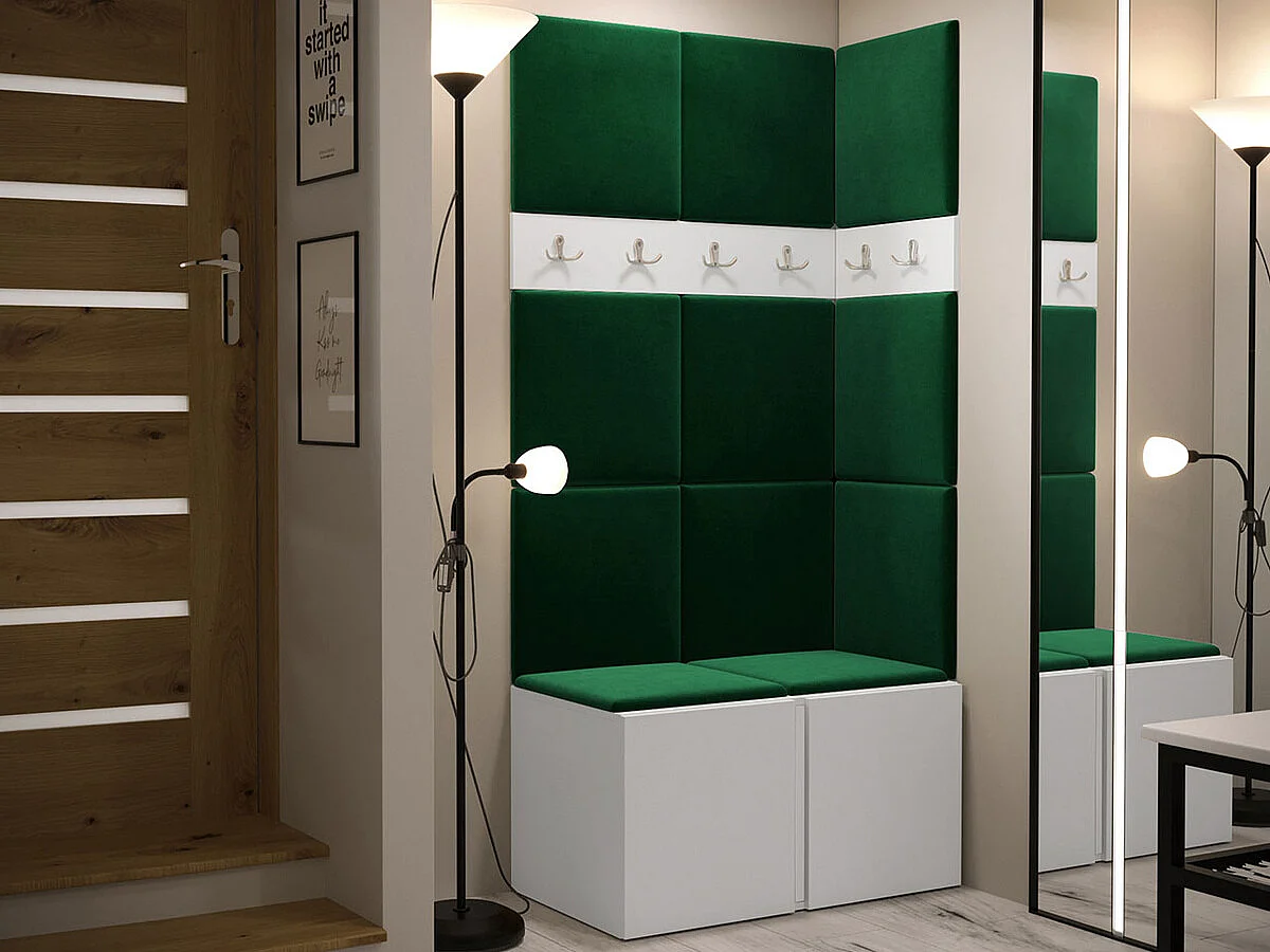 Meuble d'entrée Hartford 264, 186x84x46cm, Blanc, Stratifié|Tapisserie