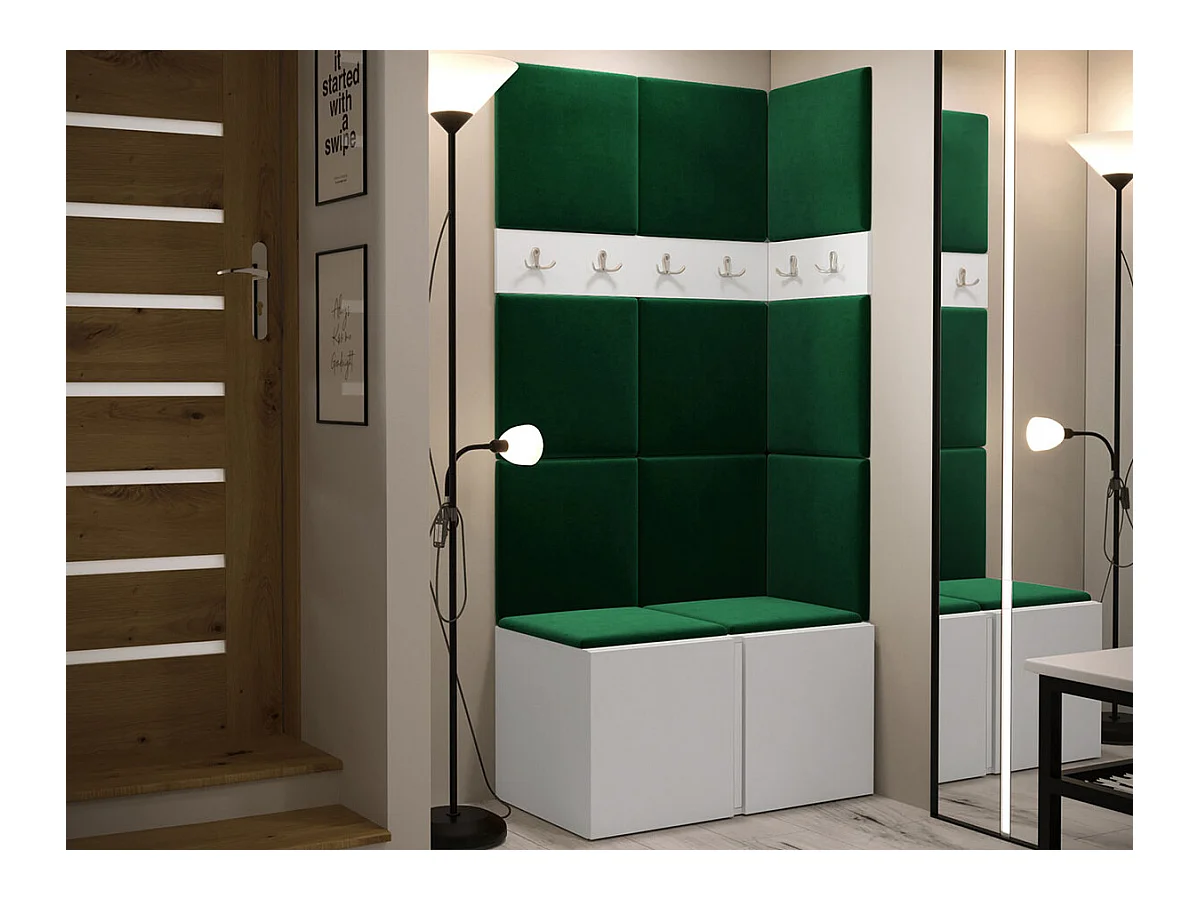 Meuble d'entrée Hartford 264, 186x84x46cm, Blanc, Tapisserie|Stratifié
