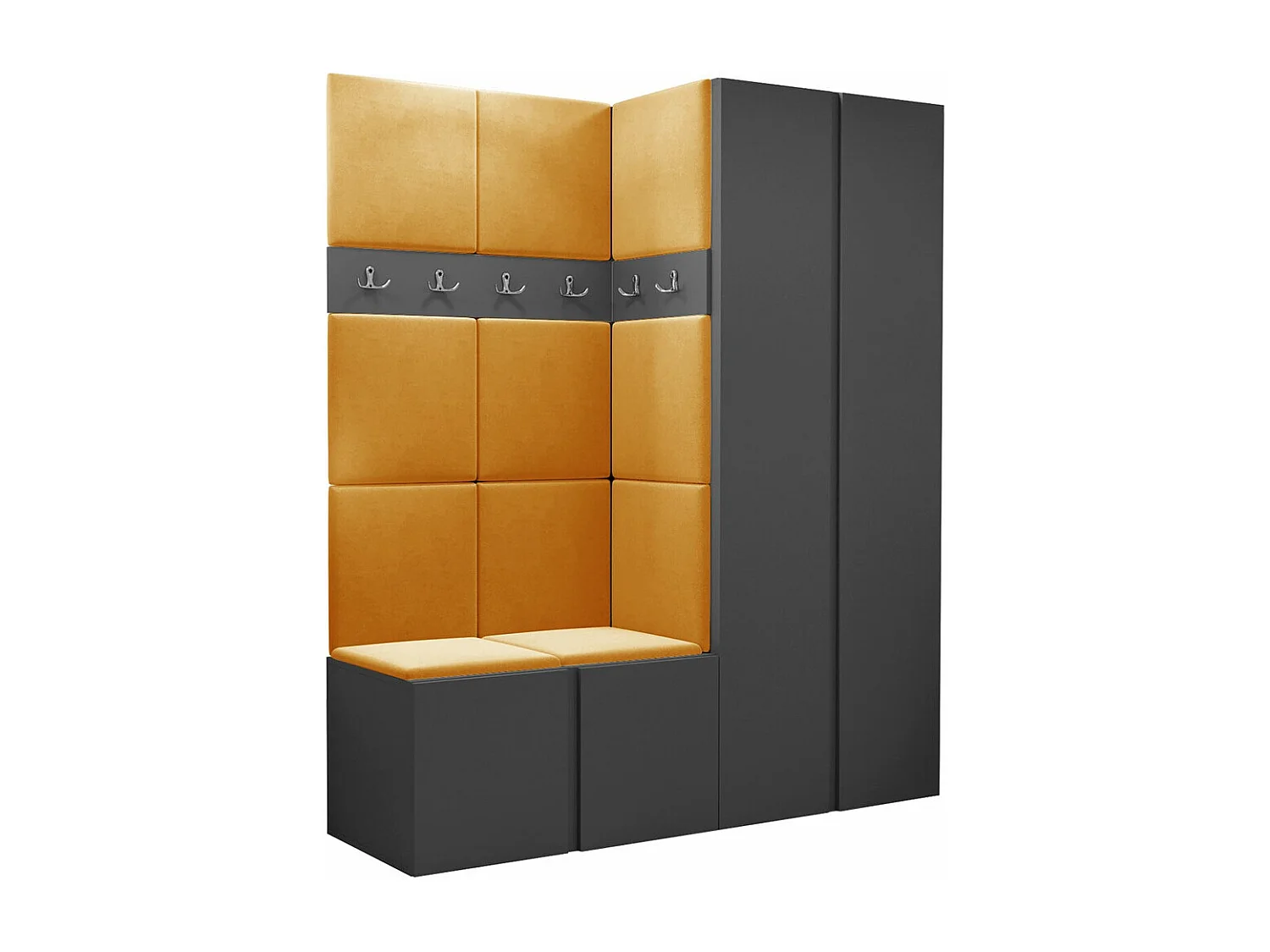 Conjunto pasillo Hartford 266, 186x158x46cm, Grafito, Aglomerado laminado|Tapiz