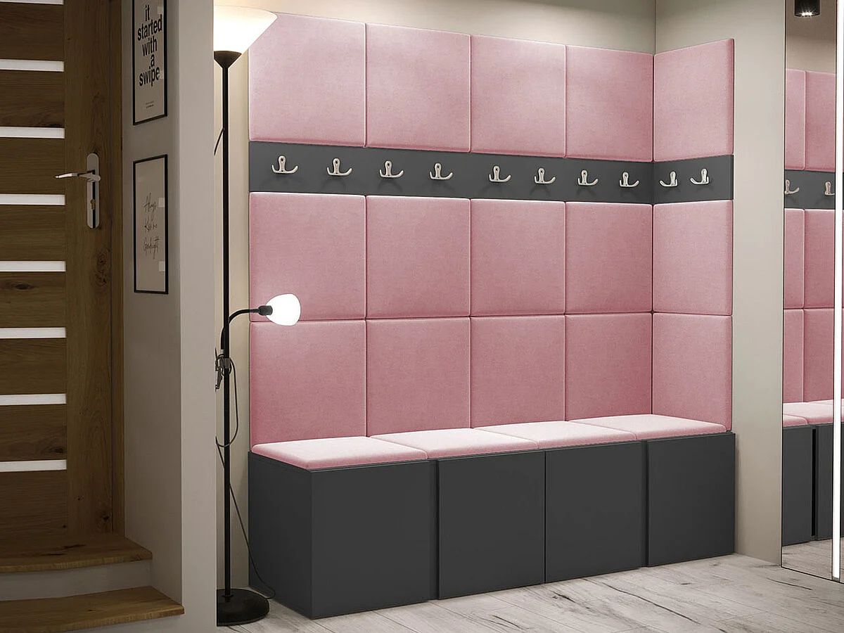 Meuble d'entrée Hartford 265, 186x168x46cm, Graphite, Tapisserie|Stratifié