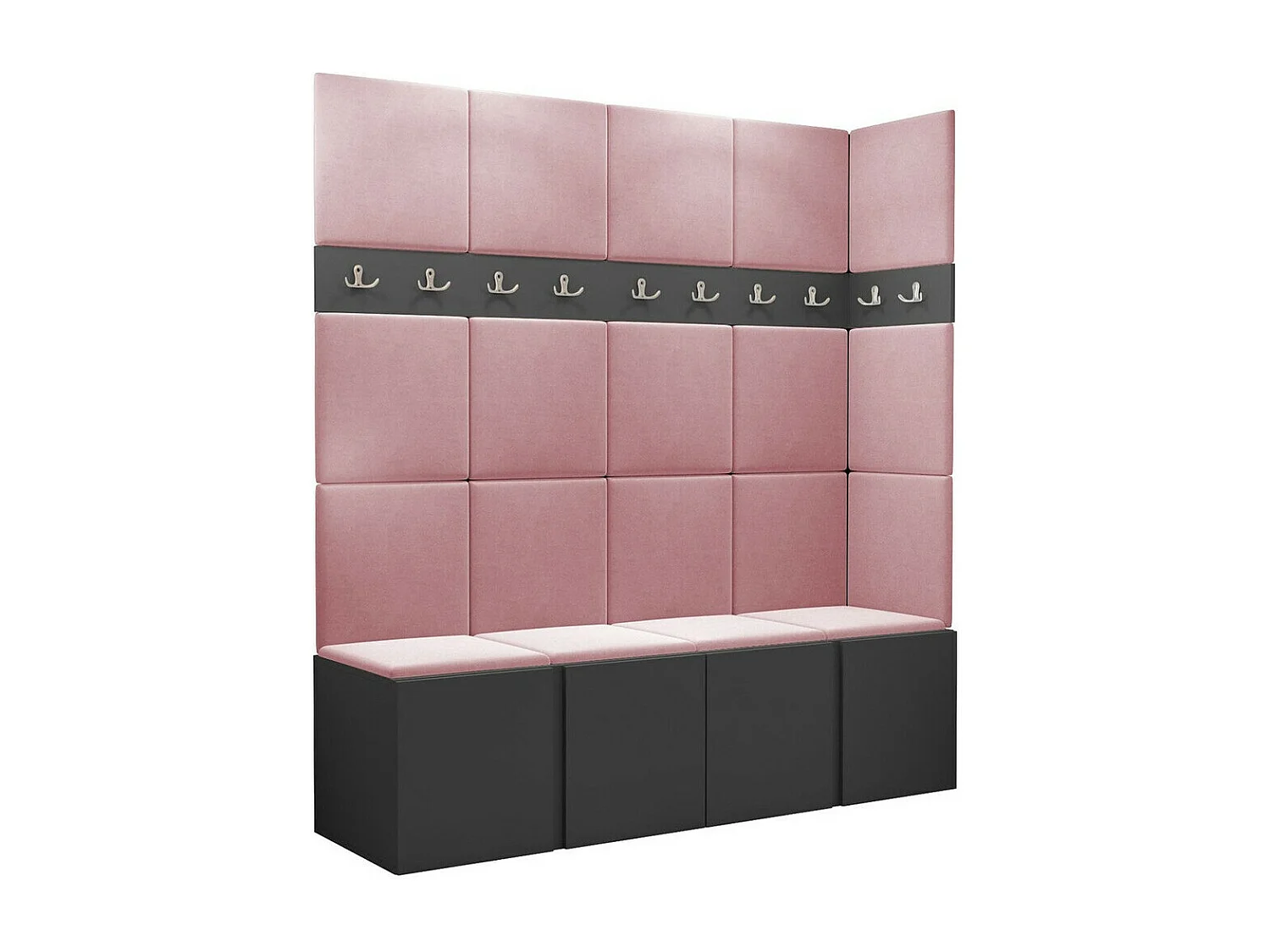 Meuble d'entrée Hartford 265, 186x168x46cm, Graphite, Tapisserie|Stratifié