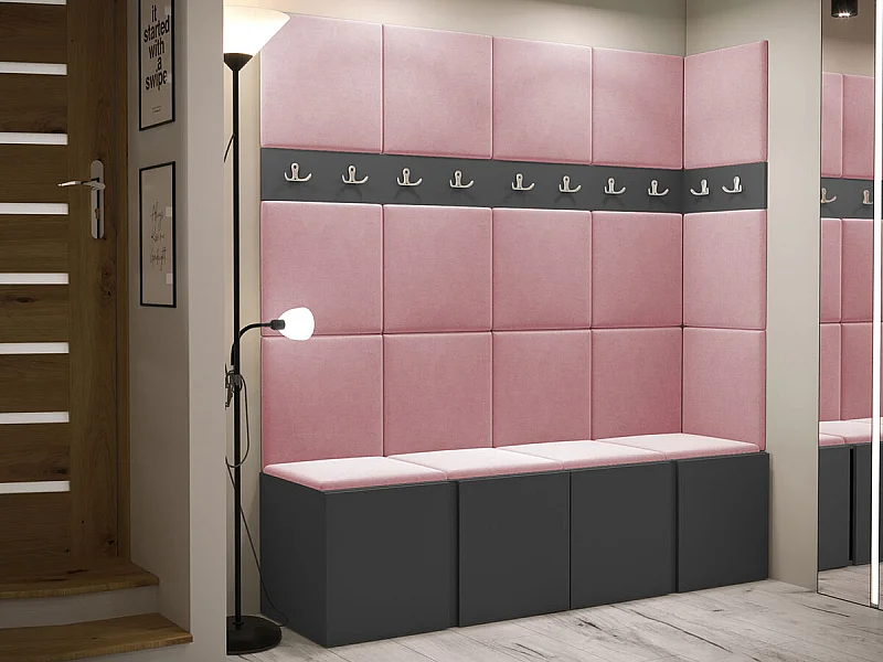 Meuble d'entrée Hartford 265, 186x168x46cm, Graphite, Tissu|Stratifié, Murale|À poser