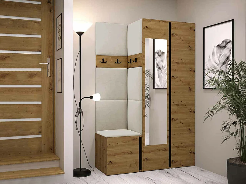 Meuble d'entrée Hartford 350, 186x116x44cm, Disponible, Chêne Artisan|Noir