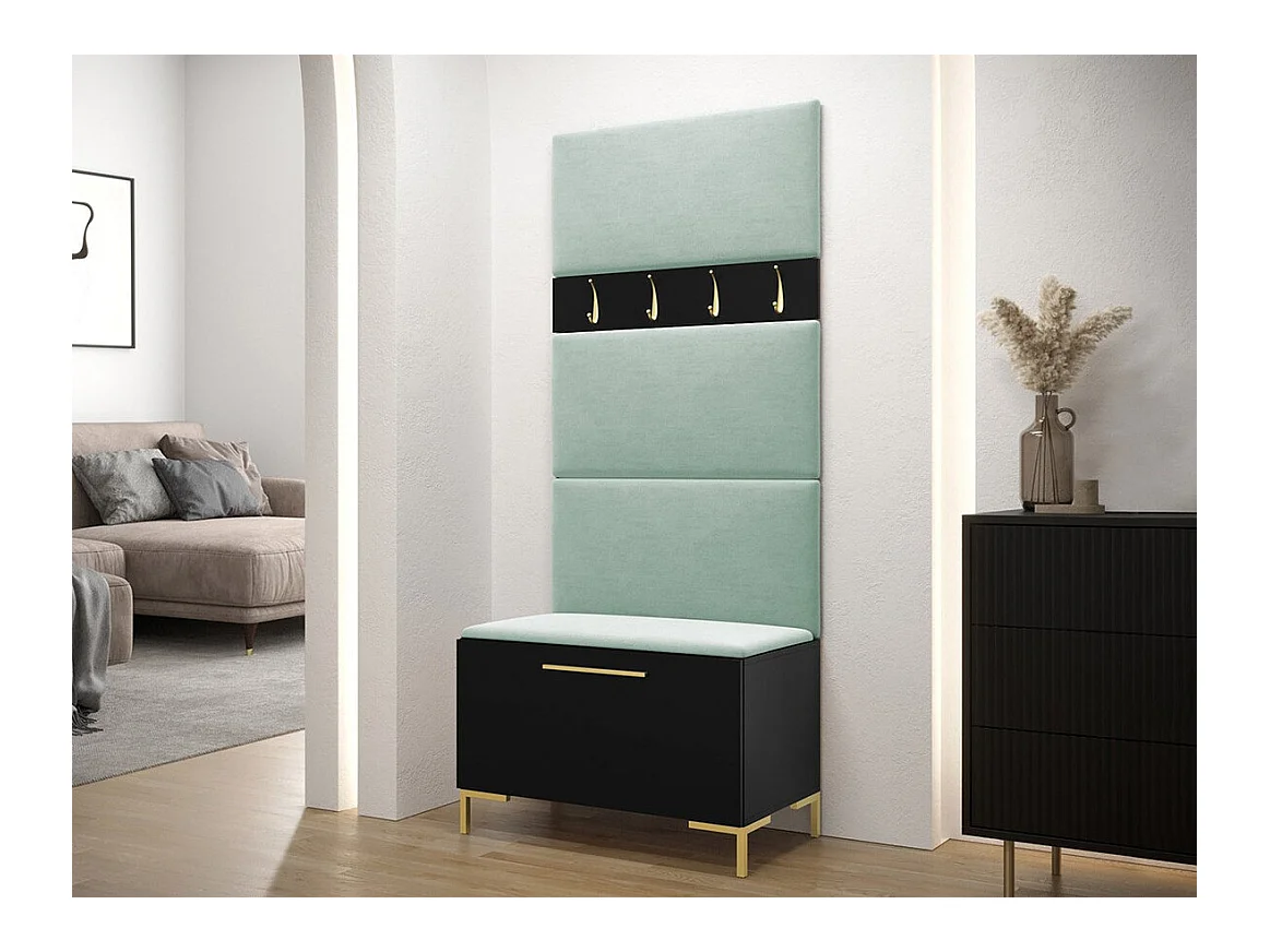 Meuble d'entrée Tivsoa 102, 196x84x46cm, Noir, Tapisserie|Stratifié, À suspendre|À poser