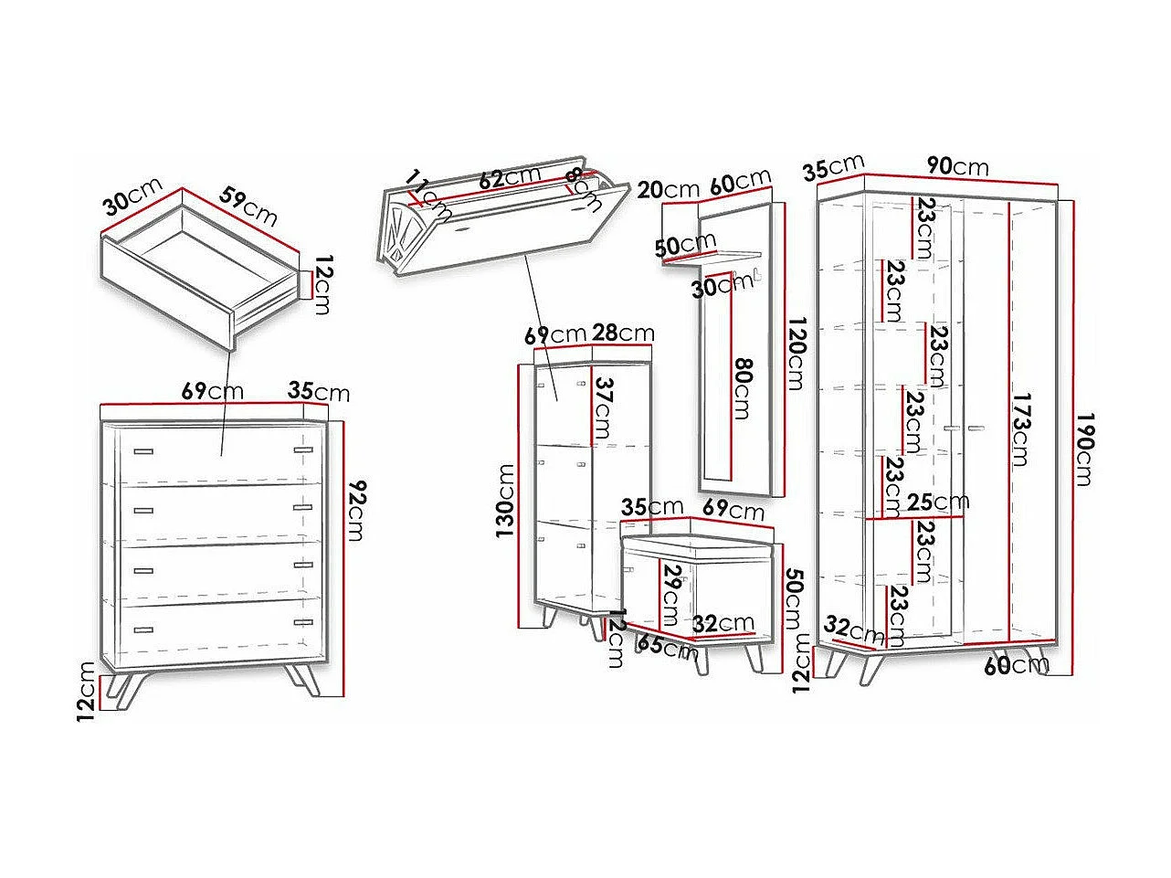 Meuble d'entrée Levtena 105, Disponible, Chêne doré artisanal|Blanc, Stratifié