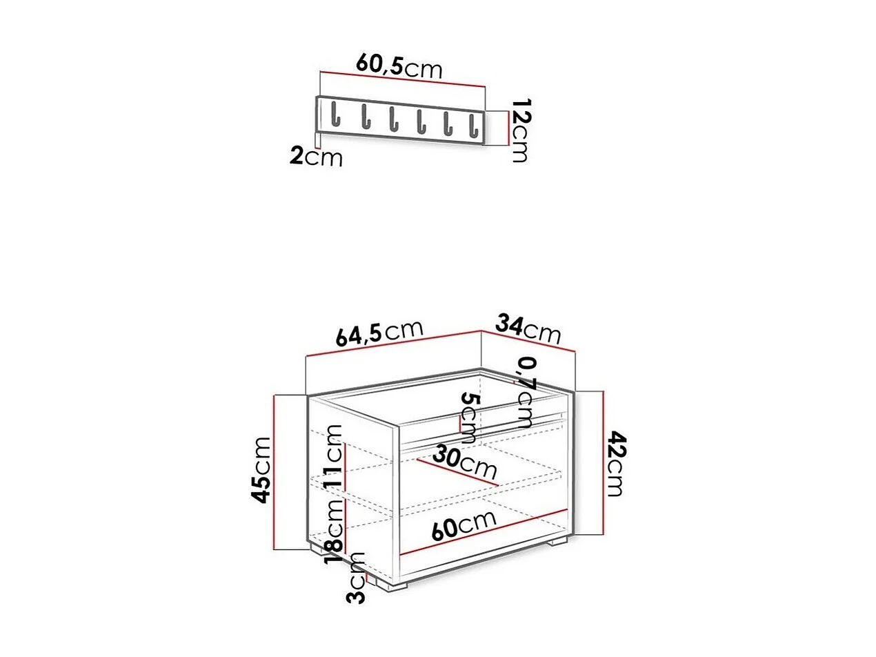 Conjunto para corredor Comfivo 393, Eco couro, 21x6x3cm