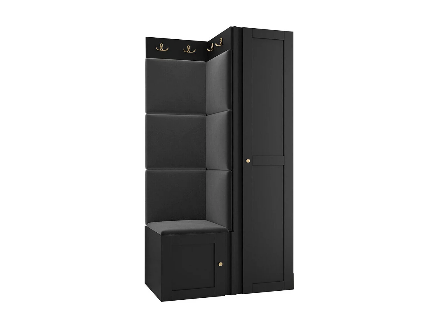 Conjunto pasillo Hartford 381, 186x82x46cm, Negro, MDF|Aglomerado laminado|Tapiz