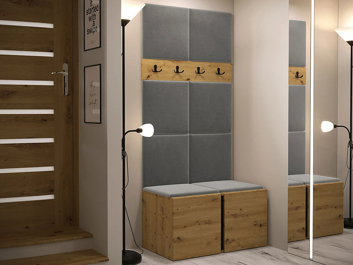 Conjunto pasillo Hartford 267, 186x84x46cm, Roble Artisan, Aglomerado laminado|Tapiz