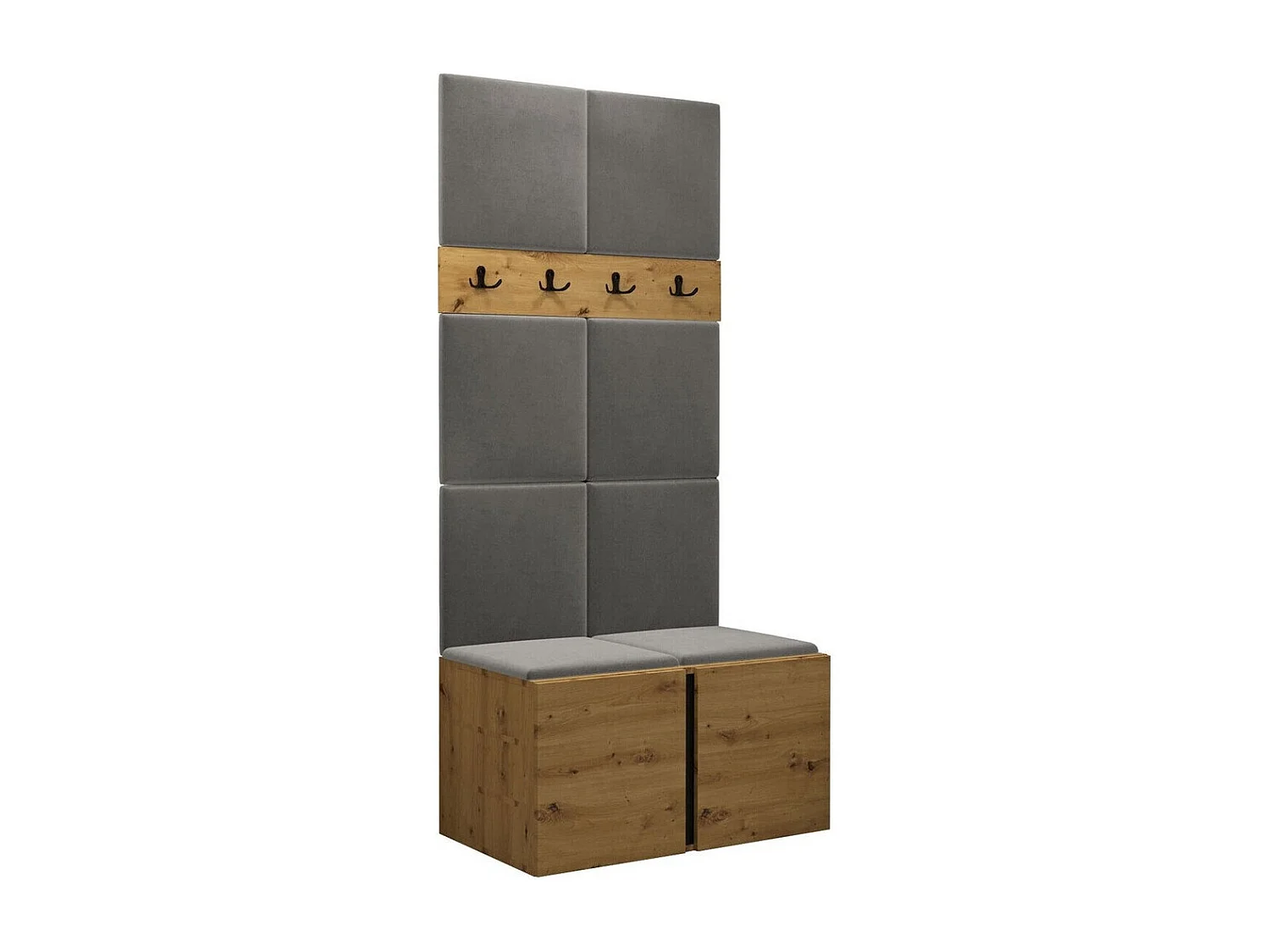 Conjunto pasillo Hartford 267, 186x84x46cm, Roble Artisan, Aglomerado laminado|Tapiz