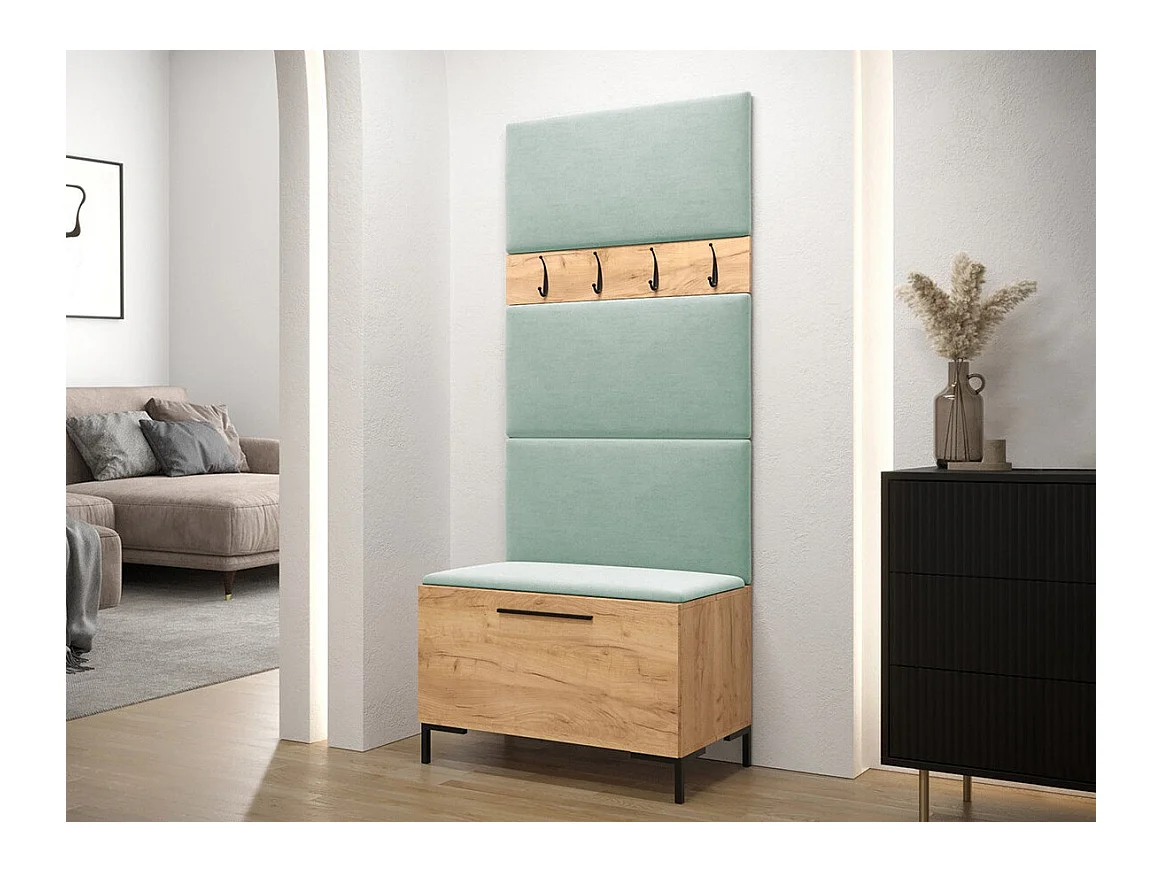 Meuble d'entrée Tivsoa 102, 196x84x46cm, Craft chêne, Tapisserie|Stratifié
