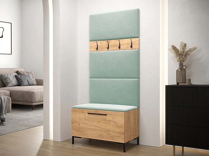 Conjunto pasillo Hartford F102, 196x84x46cm, Craft roble, Tapiz|Aglomerado laminado