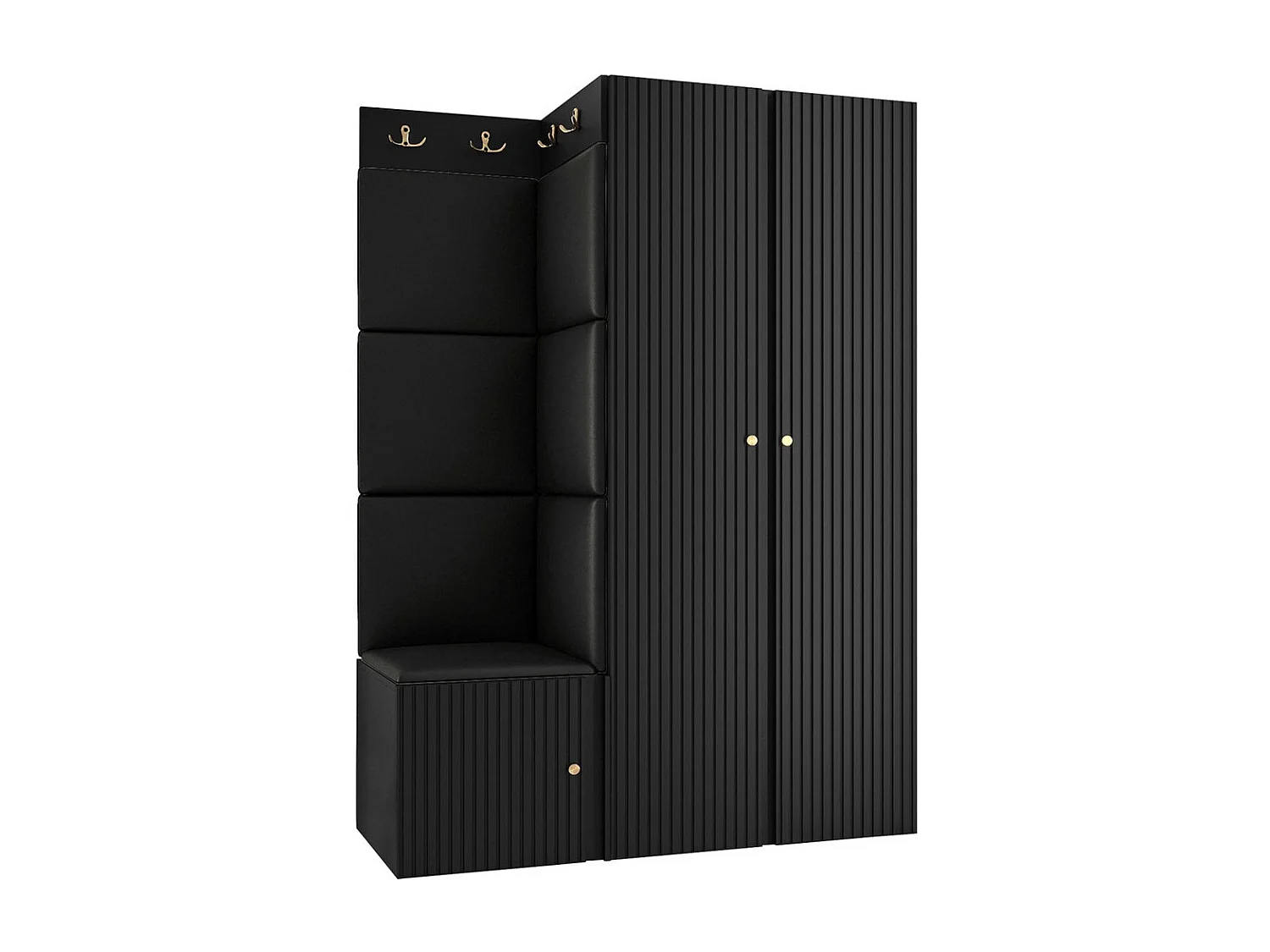 Conjunto pasillo Hartford 387, 186x116x46cm, Negro, Colocada|Montada en la pared