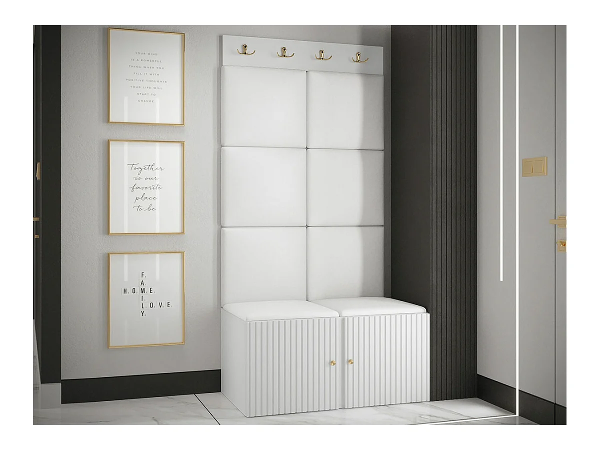 Set mobili da ingresso Hartford 383, 186x84x46cm, Bianco, Da terra|Montaggio a parete