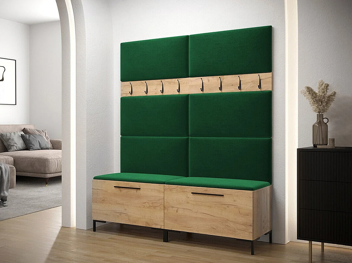 Conjunto pasillo Hartford F101, 196x168x46cm, Craft roble, Tapiz|Aglomerado laminado