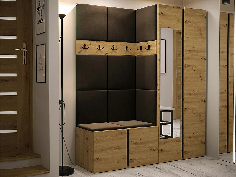 Meuble d'entrée Hartford 278, 186x158x46cm, Disponible, Marron|Chêne Artisan