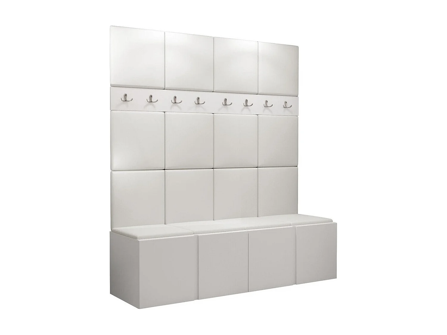 Set mobili da ingresso Hartford 268, 186x168x46cm, Bianco, Eco pelle|Truciolare laminato