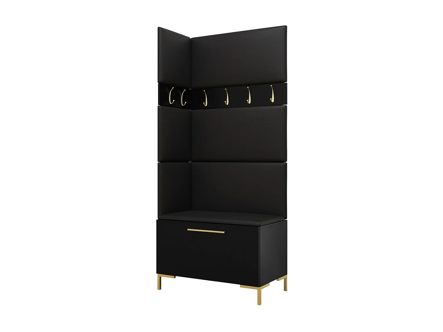 Conjunto pasillo Hartford F103, 196x84x46cm, Negro, Cuero ecológico|Aglomerado laminado