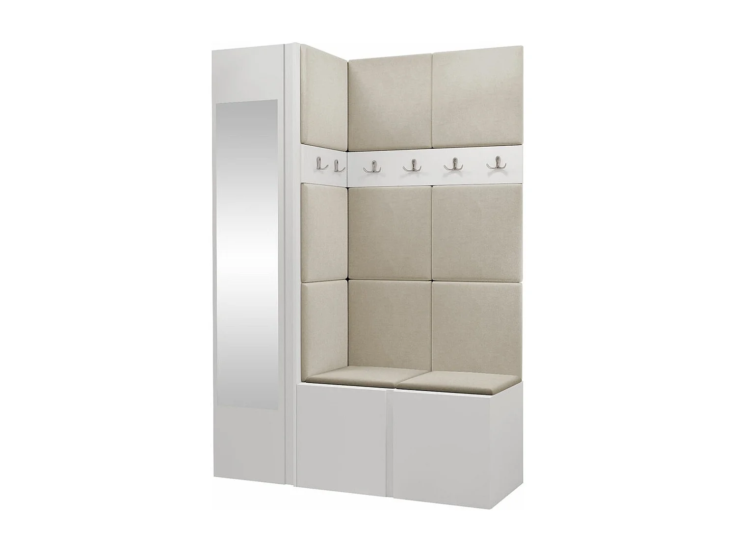 Meuble d'entrée Hartford 277, 186x124x46cm, Disponible, Blanc, Tissu|Stratifié