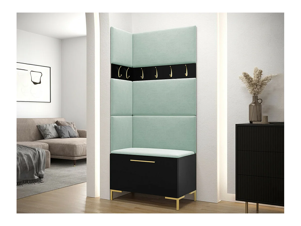 Meuble d'entrée Tivsoa 103, 196x84x46cm, Noir, Tapisserie|Stratifié, À suspendre|À poser