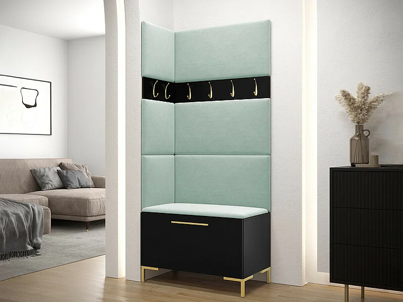 Conjunto pasillo Hartford F103, 196x84x46cm, Negro, Tapiz|Aglomerado laminado