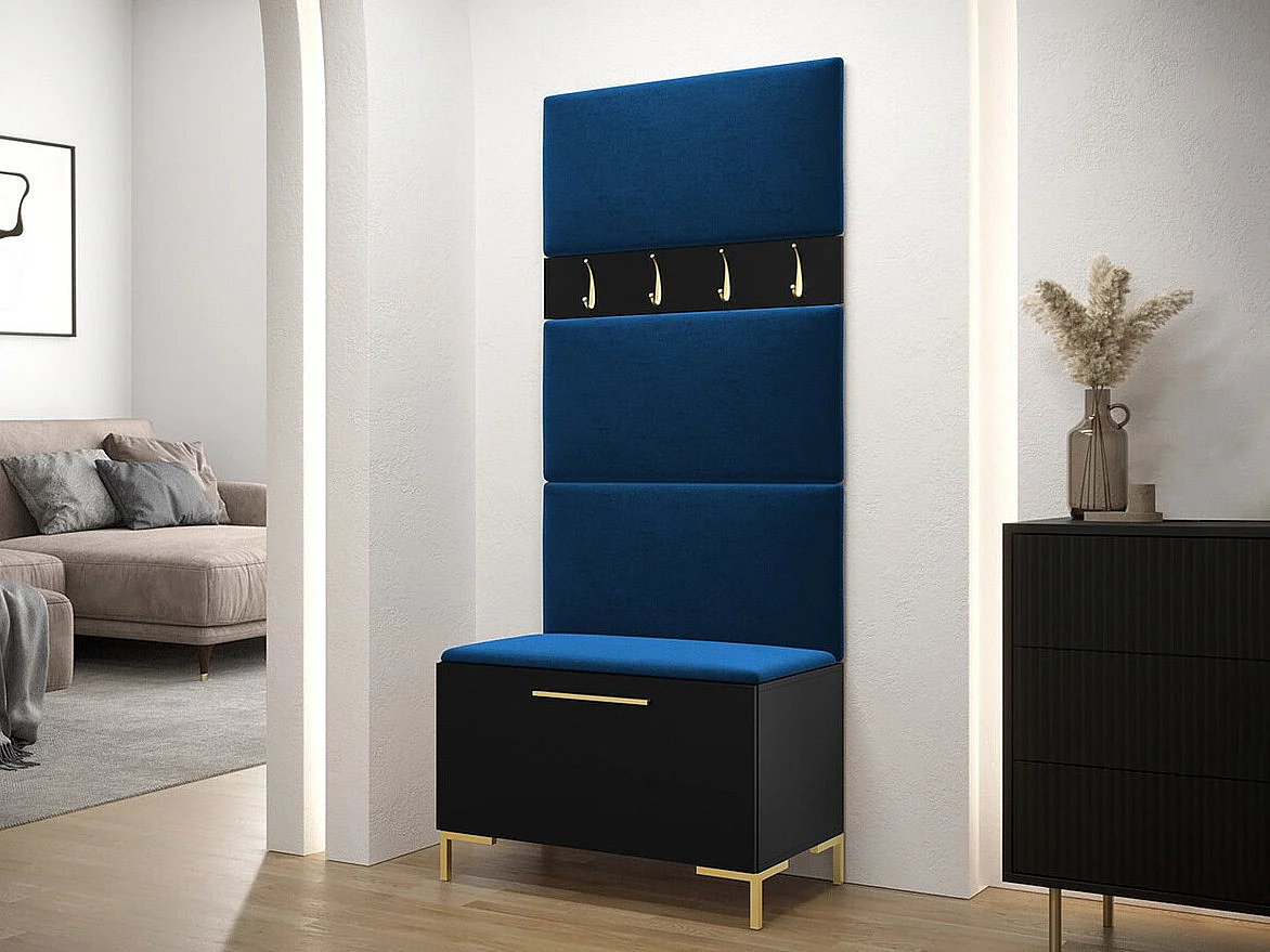 Conjunto pasillo Hartford F102, 196x84x46cm, Negro, Tapiz|Aglomerado laminado