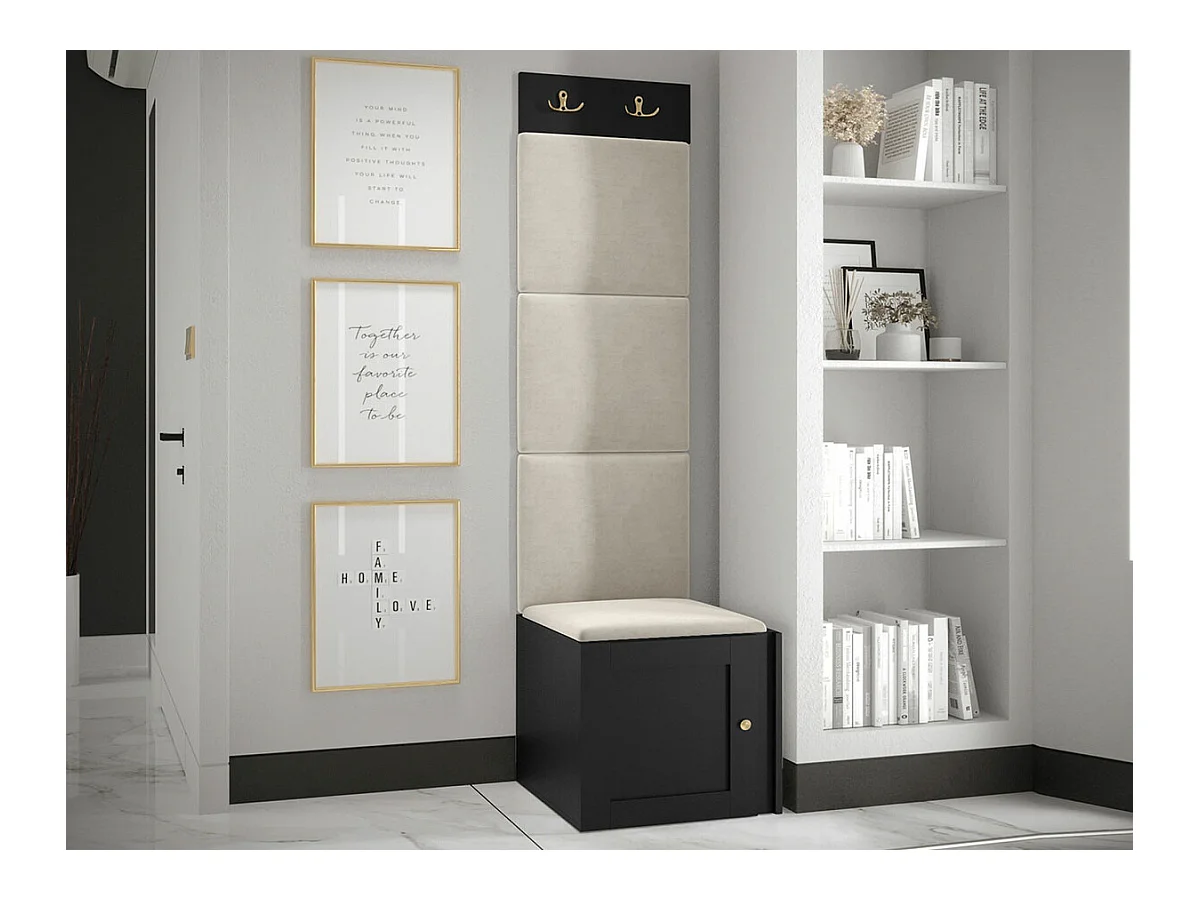 Conjunto pasillo Hartford 378, 186x42x46cm, Negro|De color marrón claro