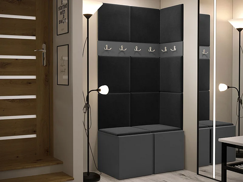 Conjunto pasillo Hartford 264, 186x84x46cm, Grafito, Tapiz|Aglomerado laminado