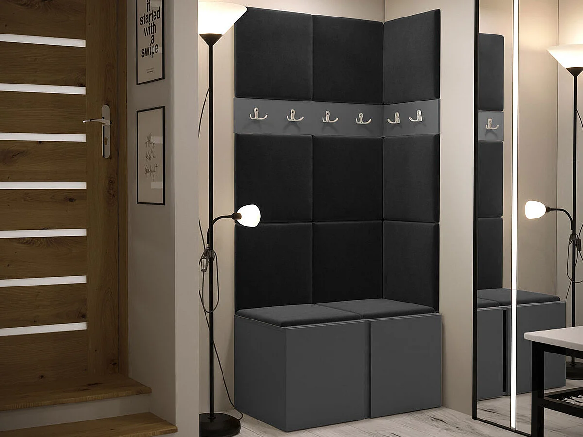 Conjunto pasillo Hartford 264, 186x84x46cm, Grafito, Tapiz|Aglomerado laminado