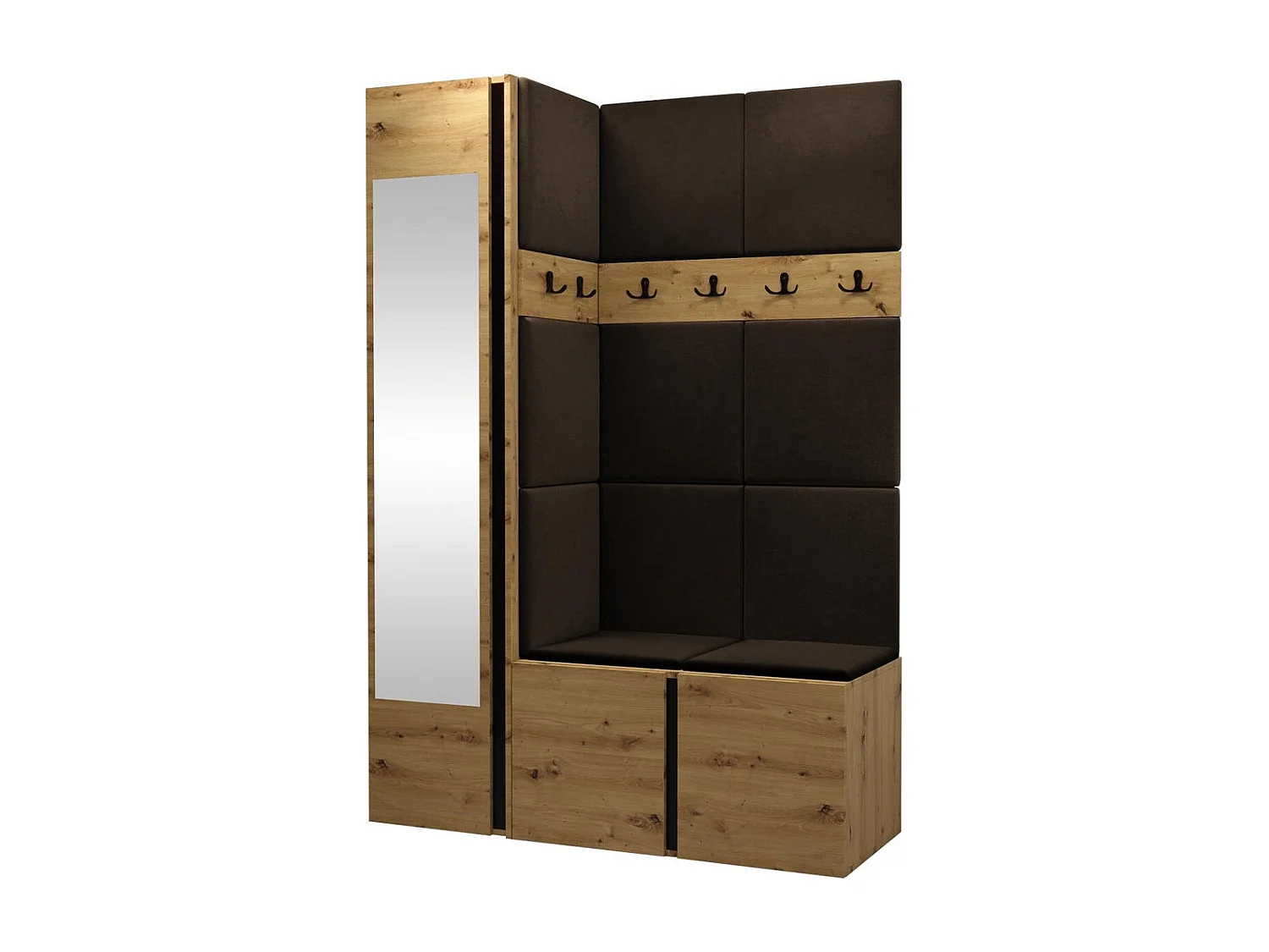 Meuble d'entrée Hartford 277, 186x124x46cm, Disponible, Marron|Chêne Artisan