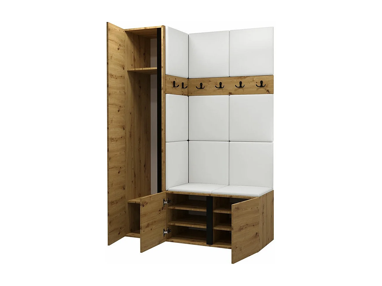 Meuble d'entrée Hartford 277, 186x124x46cm, Disponible, Marron|Chêne Artisan