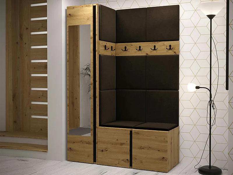 Meuble d'entrée Hartford 277, 186x124x46cm, Disponible, Marron|Chêne Artisan